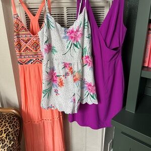 Gianni Bini White Floral and Purple Blouse Set